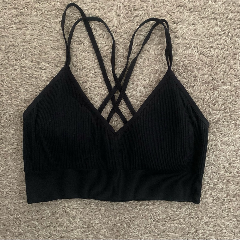 Aerie black strappy racer back bralette
